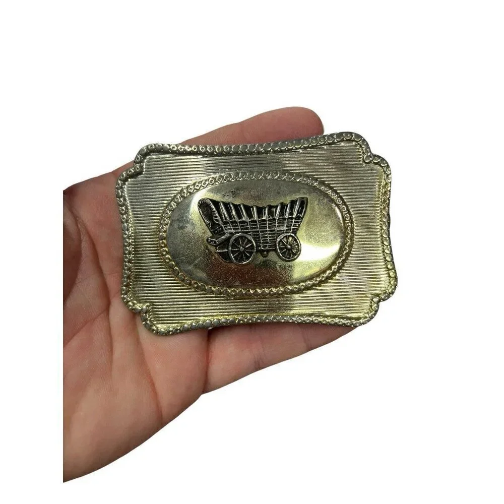 Vintage Western-Style Belt Buckle Metal Unisex Belt Buckle Collectible Wagon